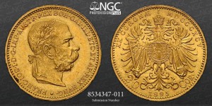 20 Corona Austria 1895 MS 62 NGC