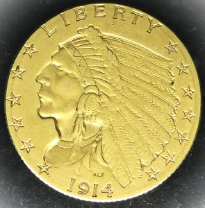 2½ Dollars "Indian Head - Quarter Eagle" 1914-D