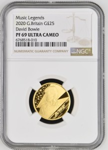 25 Pounds (1/4 oz.) 2020 Music Legends - David Bowie Proof NGC PF 69 ULTRA CAMEO