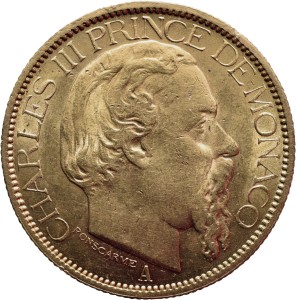 100 Francs MONACO 1884 Prince Charles III