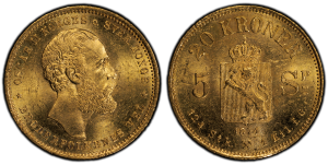 20 Kroner / 5 Speciedaler 1874 MS63 PCGS