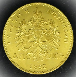 4 Florins/10 Francs (4 Gulden) Austria Restrike 1892