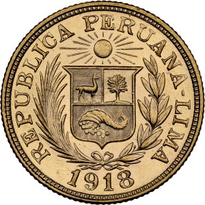 Peru 1 Libra 1918  NGC MS 62
