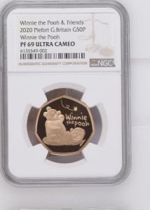 2020 Gold 50 Pence Winnie the Pooh Proof Piedfort NGC PF 69 ULTRA CAMEO